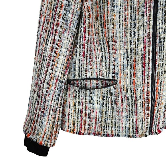 NWOT Elie Tahari Brooke Tweed Zip-Front Bomber Jacket SZ L - Picture 7 of 11
